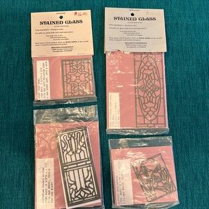 Miniature stained glass window set for doll house